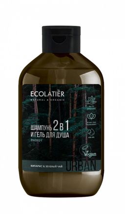 Ecolatier URBAN ДЛЯ МУЖЧИН Шампунь-гель/душ 2в1 Кипарис&Зеленый чай 600мл