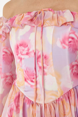 TRENDYOLMILLA Bridal Ekru A-Kesim Astarl? Volanl? Dokuma Sifon K?sa Dugun/Nikah S?k Abiye Elbise TPRSS23EL00096 фото 46