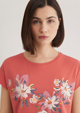 Bask?l? Pembe Tisort - Mavi фото 6