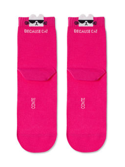 Цена за 2 пары. Носки Короткие CONTE Хлопковые носки CLASSIC с пикотом Cat фуксия - Conte elegant фото 3