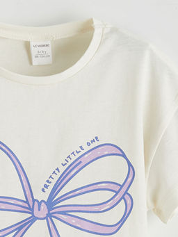 Bisiklet Yaka Bask?l? K?z ?ocuk Ti??rt ve Tayt