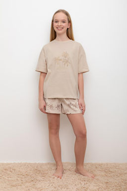 Crockid _ КБ 2828/бежевый,пальмы пижама для дев