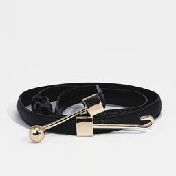 Ремень женский, ширина 1 см, пряжка металл, цвет чёрный