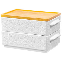 Набор 2 блюд д/холодца 1,6 л 20.5*12*12 см "Шишки" + бамбуковая крышка