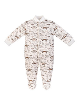 Комбинезон ясельный молочный принт динозавры