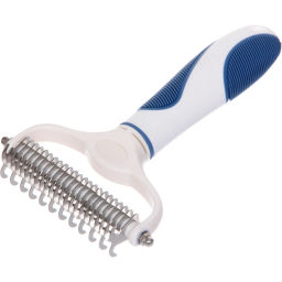 Расческа для удаления колтунов "ЛАПУСИКИ", коллекция БРО, прорезиненная ручка, цвет белый/голубой, 11.2*19см (блистер)
