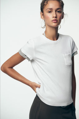 WASHED T-SHIRT WITH POCKET - Zara фото 5