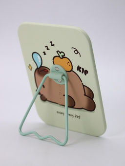 Зеркало настольное "Capybara is happy one", зеленое, 12*15,6 см