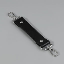Ручка для сумки, с карабинами, 20 ± 1 см × 2.5 см, цвет чёрный/серебряный