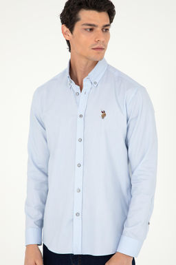 Мужская голубая базовая рубашка с длинным рукавом Неожиданная скидка в корзине - U.s. polo assn фото 3
