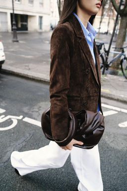 DOUBLE-BREASTED 100% LEATHER SUEDE BLAZER - Zara фото 6