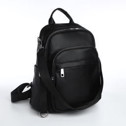 Рюкзак женский на молнии, с карманами, размер 28×12×35 см, чёрный