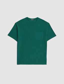 Koyu Ye_il Comfort Fit %100 Pamuk Bisiklet Yaka Basic Ti__rt