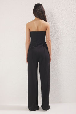 TRENDYOLMILLA Siyah Relaxed/Rahat kal?p Cep Detayl? Straplez Krep Esnek Orme Tulum TWOSS25TU00051  фото 4
