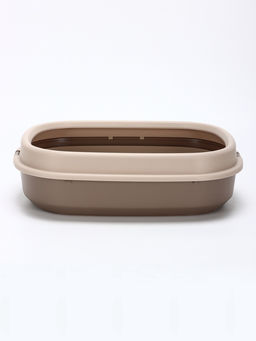 Лоток для кошек Фур-Мур 48×35.5 см с сеткой и бортом, Soft-touch, капучино