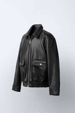 CAZADORA EFECTO PIEL BOLSILLOS / Negro