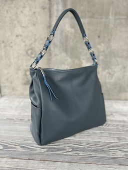 Женская кожаная сумка хобо 8919-9 Блу