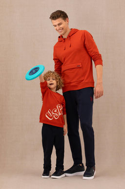 _ocuk Kiremit Basic Bisiklet Yaka Sweatshirt