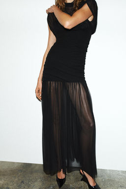 CONTRAST DRAPED MIDI DRESS - Zara фото 2