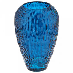 Ваза для цветов стеклянная "Линда" 1,8л, д18,5см, h28см, малая, текстурная, "Скандик", лазурный (Россия)