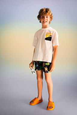 Футболка оверсайз с круглым вырезом и пышным принтом для мальчиков с короткими рукавами - Defacto фото 2