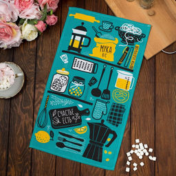 Цена за 5 шт. Полотенце кухонное Счастье есть, 35х60 см