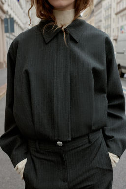 SHORT PINSTRIPE BALLOON BOMBER JACKET - Zara фото 5
