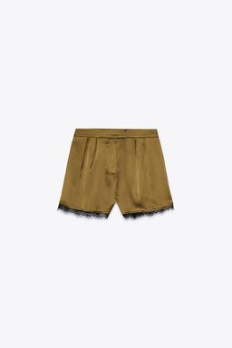 SATIN BERMUDA SHORTS WITH LACE TRIM - Zara фото 3