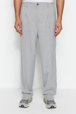 TRENDYOL MAN Gri Palazzo Lastik Belli Pileli Bol Kumas Pantolon TMNAW23PL00037