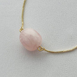 Браслет регулируемый на цепочке с мадагаскарским Розовым кварцем от 16 см