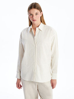 ?izgili Uzun Kollu Oversize Kad?n G?mlek