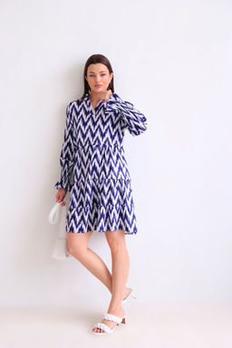 Martichelli Платье зиг-заг бело-синее  фото 18