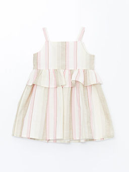 Kare Yaka Ask?l? Keten Kar???ml? K?z Bebek Elbise