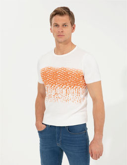 Ekru Slim Fit Bisiklet Yaka Triko Ti__rt - Pierre cardin фото 3