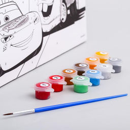 Картина по номерам для детей Молния Маккуин и Мэтр 20?30 см, Тачки