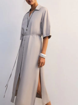 Льняное платье-рубашка с поясом ZR2605012904-36 / Zarina