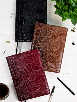 Ежедневник недатированный ESCALADA, А5+, 160 л., арт. 67177/ 10 АЛЛИГАТОР ЧЁРНЫЙ