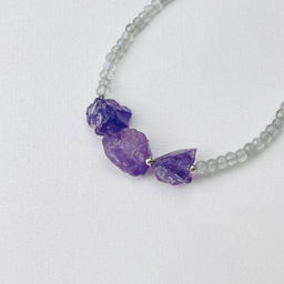 Браслет из Лабрадора и Аметиста 16 см +