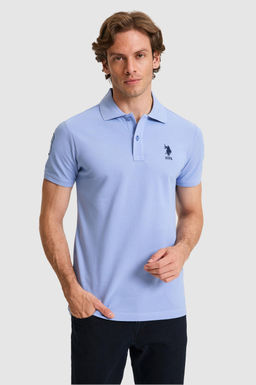 Erkek Slim Fit Polo Yaka Mor Basic Ti__rt