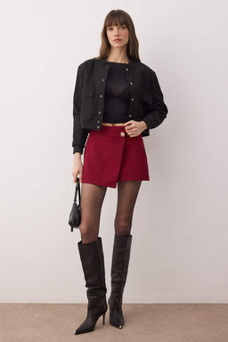 Koyu Kahverengi Dugme Detayl? Mini Sort Etek Sort & Bermuda TWOAW26SR00027 - Trendyolmilla фото 21