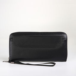 Портмоне-клатч мужской на молнии, с ручкой, чёрное