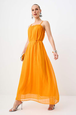 Cok Renkli Cicek Desenli Maxi Sifon Dokuma Elbise TPRSS26EL00082 - Trendyolmilla фото 5