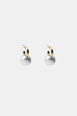 FAUX PEARL HOOP EARRINGS - Zara фото 3