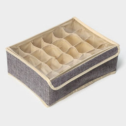 Органайзер для хранения белья Доляна Тео, 24 ячеек, с прозрачной крышкой, 322312 см, серый фото 2