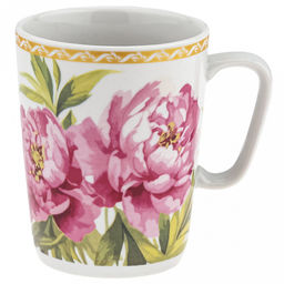 Кружка фарфоровая Пионы 350мл, д8см, h10см, форма Конус (Россия)
