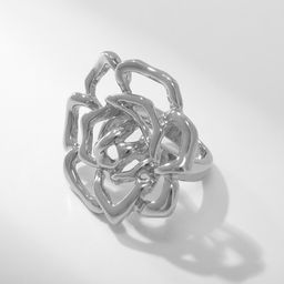 Кольцо металл Цветок роза, цвет серебро, размер 16