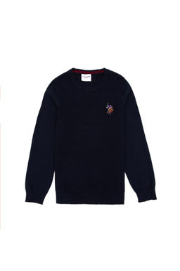 Базовый свитер темно-синего цвета для мальчика Неожиданная скидка в корзине