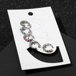 Серьги Каффы манжеты, набор 5 шт, цветные в серебре - Queen fair фото 5