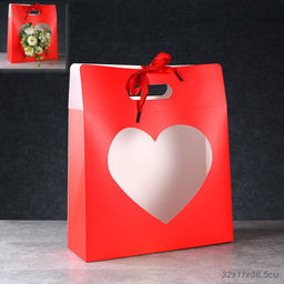 Коробка складная 32х11х36,5см для цветов с окном / LH527-17 /уп 10/500/