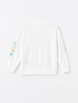 Bisiklet Yaka Bask?l? Uzun Kollu K?z ?ocuk Sweatshirt - Waikiki фото 2